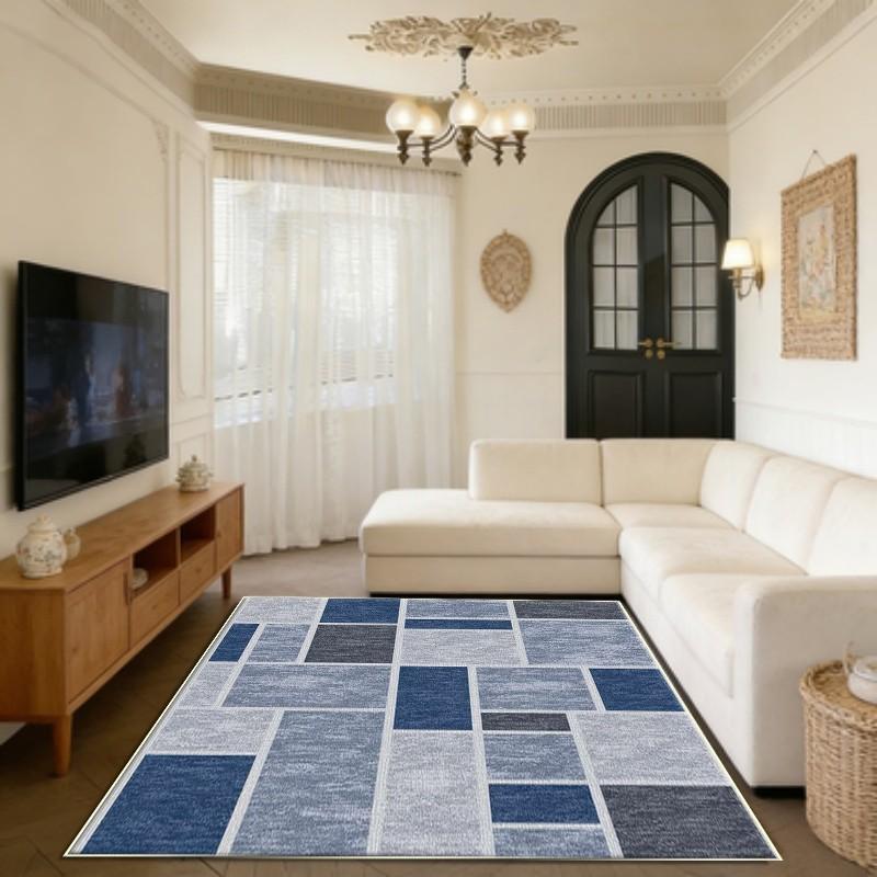 Modern Black White Geometric Area Rug Abstract Concentric Square Design For Bedroom Living Room And Contemporary Home Decor