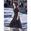 French Romantic Floral V-Neck A-Line Midi Dress