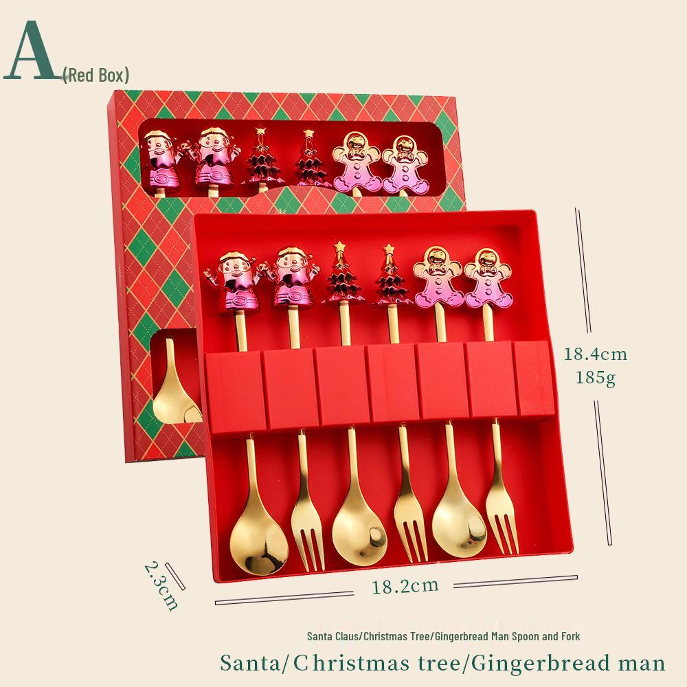 Cartoon Christmas Stainless Steel Cutlery Set: Colorful Spoon & Fork