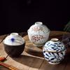 4 Zoll Japanische Keramik-Dampfgar-Schale Handbemalt mit Deckel Suppentasse für Eierpudding Vogelnester
