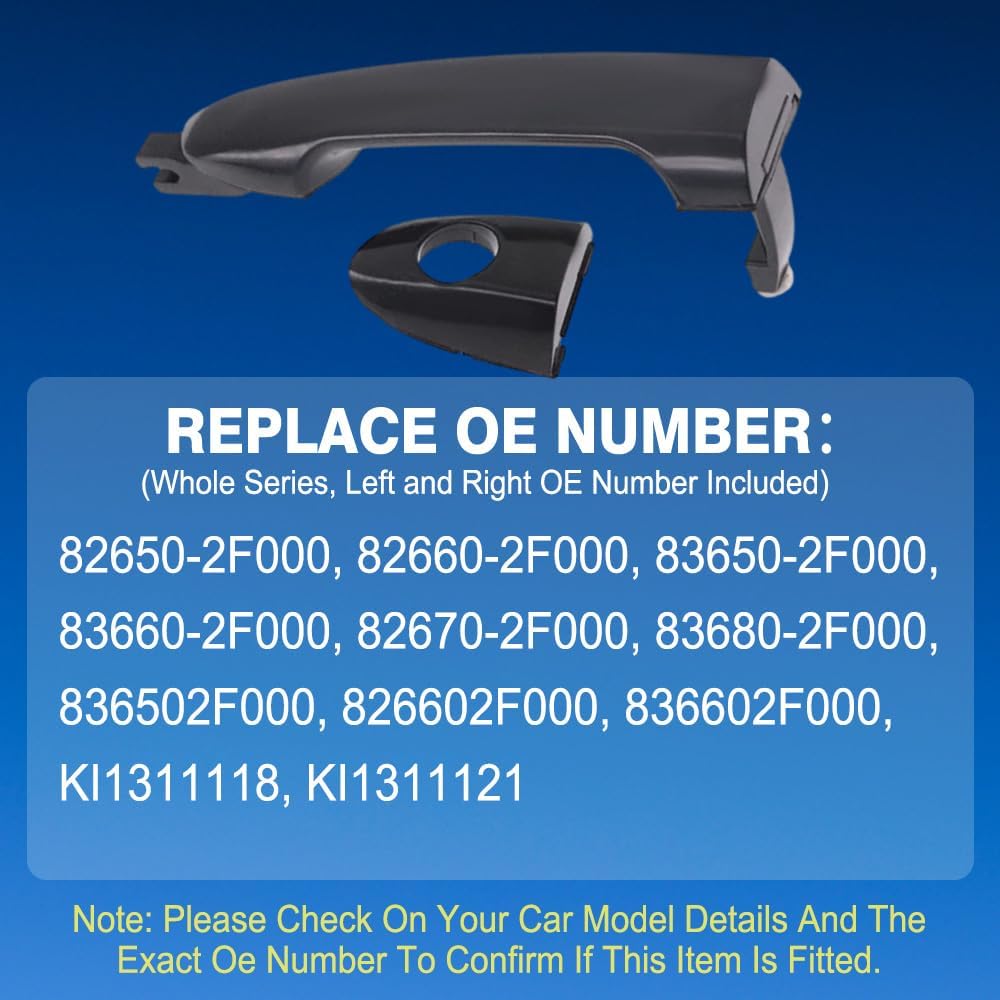 Exterior Door Handle Front Outer Passenger Side, 82660-2F000, Compatible with Kia Spectra 2004-2009 Compatible with Kia Spectra5 2005-2009 Compatible