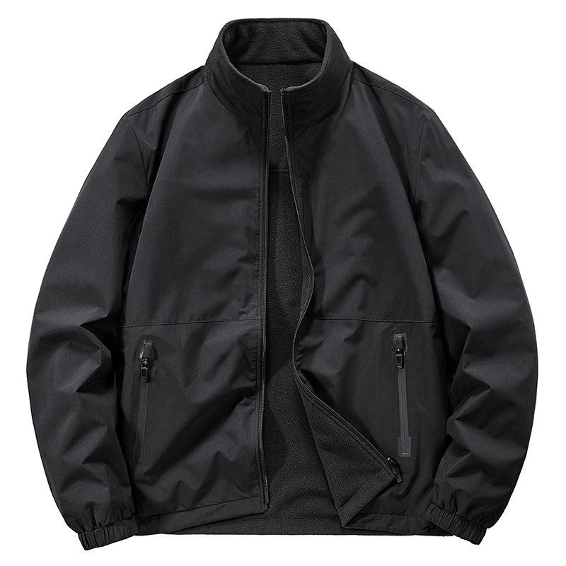 

Осень и Зима Новая Мужская Двусторонняя Утепленная Куртка Для Людей Среднего и Молодого Возраста Воротник-стойка Свободный Большого Размера Топ 5XL чёрный