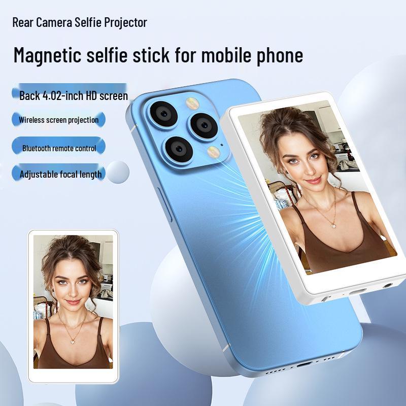 

Magnetic Split Screen Device for Phones - Selfie Monitor & Rearview Mirror Display for Live Broadcasts. Black/T1 PRO