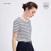 Navigare Women's 100% Cotton Striped Crew Neck Short Sleeve T-Shirt
