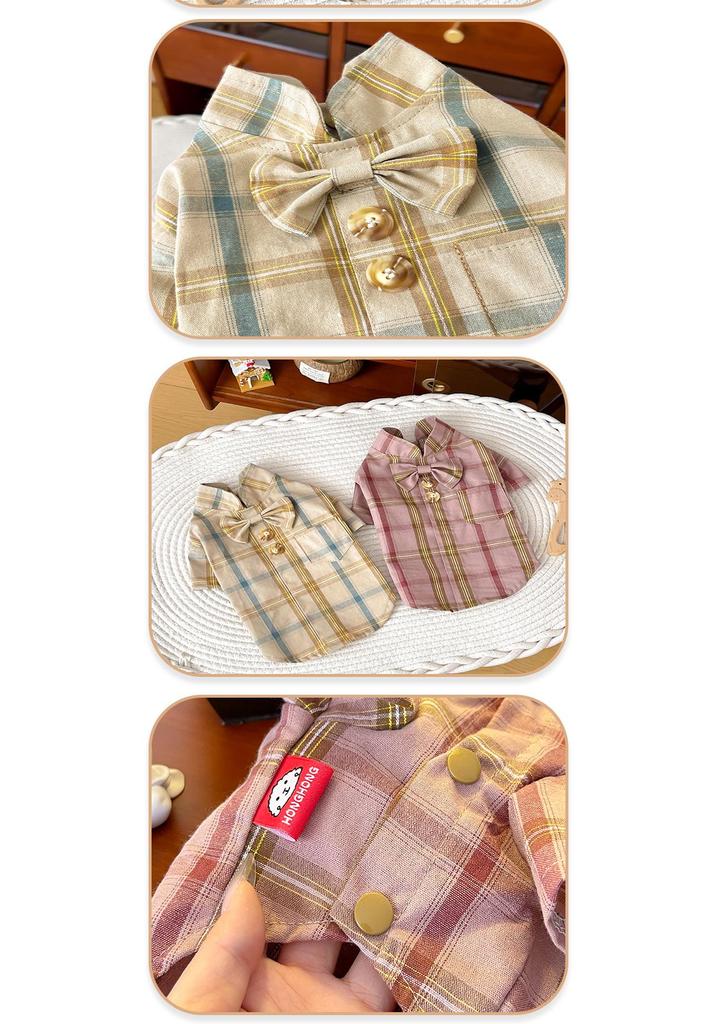 Plaid Breathable Dog Shirt for Indoor & Outdoor Use