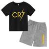 Summer CR7 Printed Short Sleeve Children Set Casual Fashion Tops and Shorts 2pcs Set Kid Boys Girls Sports Tshirts Set Outfits
