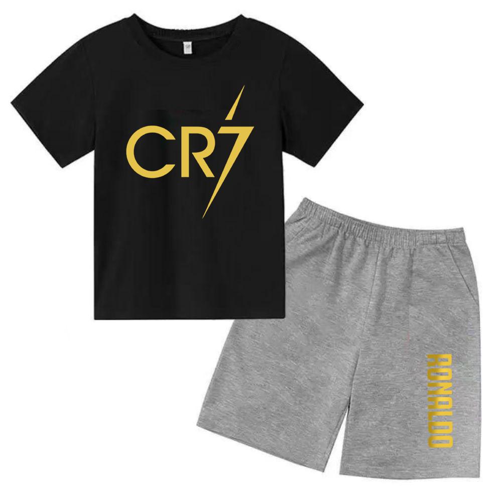 Summer CR7 Printed Short Sleeve Children Set Casual Fashion Tops and Shorts 2pcs Set Kid Boys Girls Sports Tshirts Set Outfits