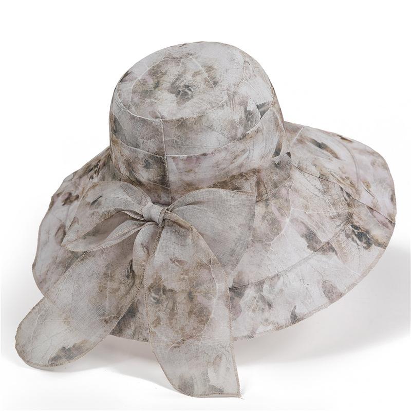 Sunscreen Hat Women's Summer Eaves UV Protection Bow Sun Hat Outdoor Travel Sun Hat