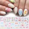 Nail Art Stickers, Cartoon Cute Childlike Colorful Streamer Bow Watermark Nail Stickers