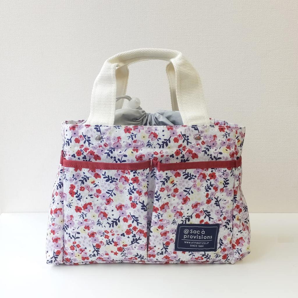 At First Insulated Lunch Drawstring Tote Stylish Large Capacity with Floral AF6331 Bag, Bag, Pocket, Print, Pink,