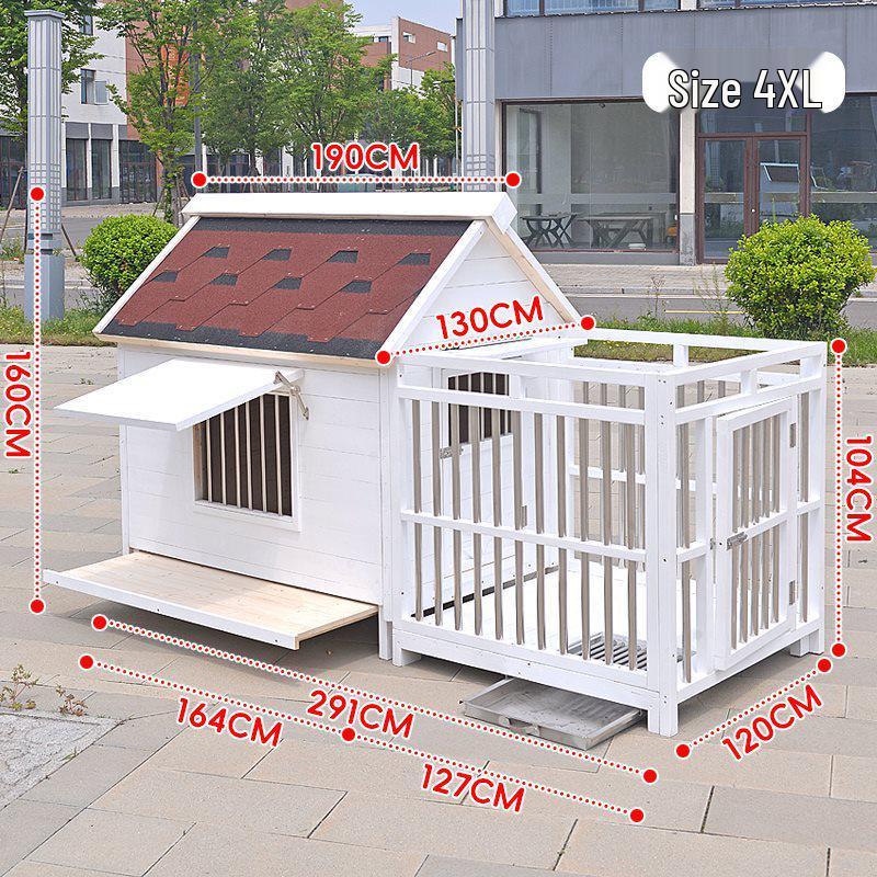 Solid Wood Waterproof Outdoor & Indoor Dog Kennel - Suitable for Large, Medium, and Small Dogs