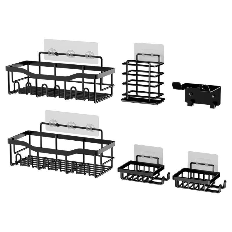 

6 шт. Полки для ванной и кухни из нержавеющей стали, настенный органайзер для туалета, аксессуары для ванной и кухни без сверления