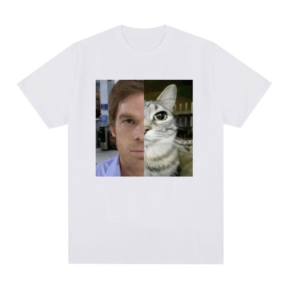 Dexter Morgan Funny Cat Meme T-shirts Cotton Short Sleeve O Neck T-shirt Unisex Streetwear Mens Clothes Harajuku Tee Shirt Tops