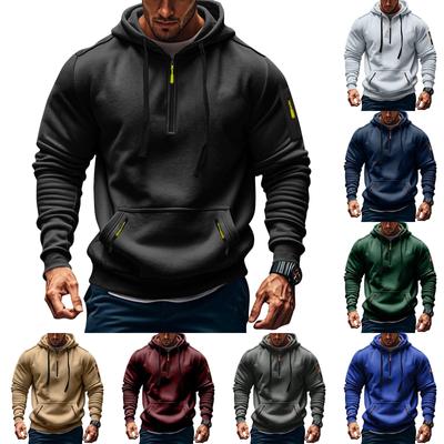 Men's Sweatshirt Hoodie Zipper Arm Pocket Cardigan Men's Sports Large Size Casual Hoodie