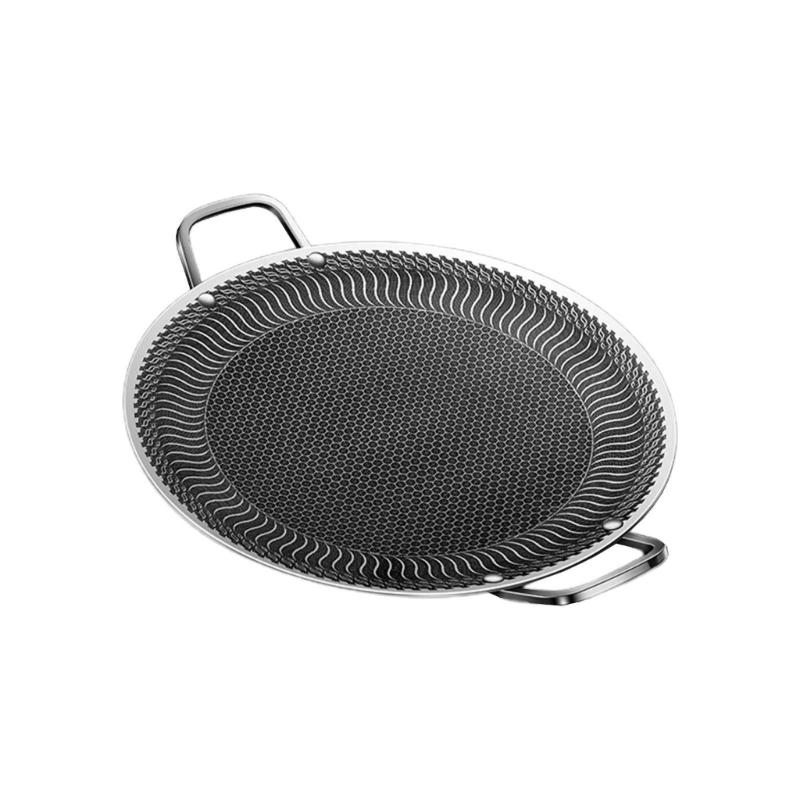 Round BBQ Griddle Pans with Handle NonStick Barbecues Plate Stainsless Steels Bakings Pans Outdoor Travel Campings Fryings Pans