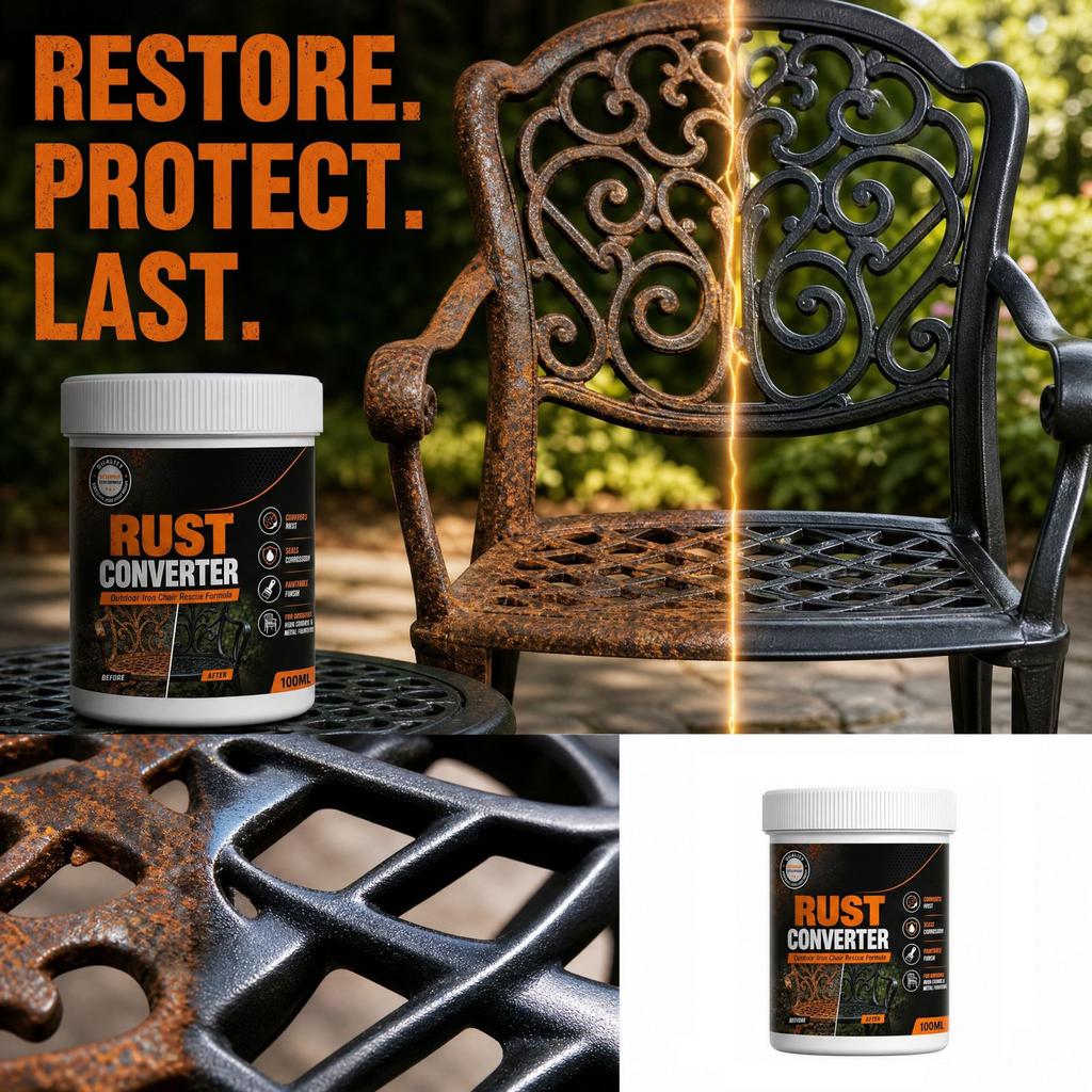 Outdoor ironwork paintable- converter that restores metal strength and extends service life