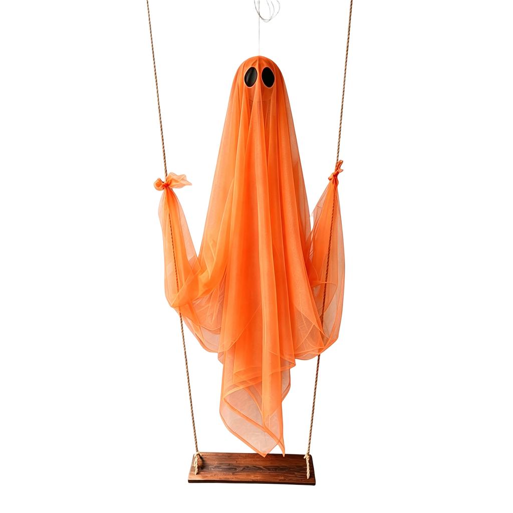 Large Ghost Swing Halloween Decoration Lightweight Hanging Outdoor Indoor Party Yard Festival Hanging Ornament with Soft Fabric and Rope