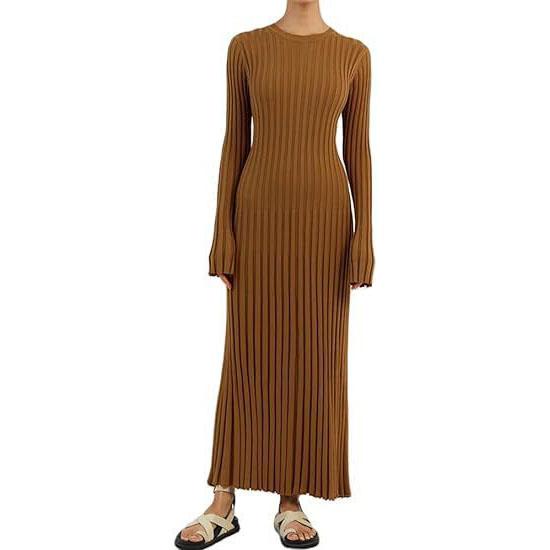 Women Knit Long Dress Autumn Winter Clothes Long Sleeve O Neck Bodycon Dress Party Evening Casual Elegant Dresses Streetwear