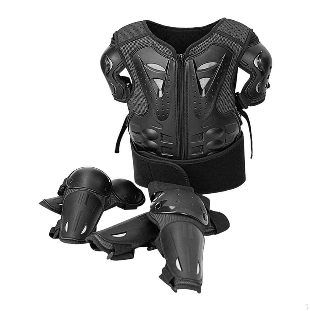 Kids Motorcycle Suit Chest Protector Guard Knee Eblow Pads Dirts Bike Gear for Skateboarding