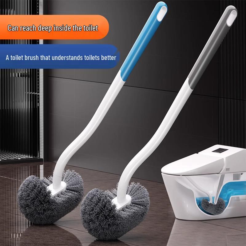 Wall-Mounted Curved Toilet Brush with Long Handle & Soft Bristles for Efficient Bathroom Cleaning