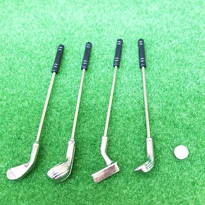 5Pcs/Set Mini Golf Clubs Toys Pretend Play Miniature Golf Model With 4 Sticks And 1 Ball 1:12 Scale Dollhouse Golf Toy