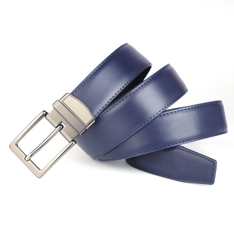 Double-Sided Use Men'S Belt Leather Rotating Pin Buckle Cowhide Belt Business Versatile Belt Middle-Aged And Young People