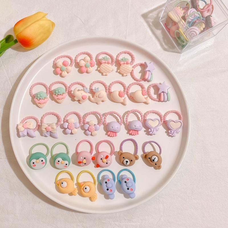 10-30PCS/Set, Cute Cartoon Animals, Hair Bands, Girls, Elastic Rubber Band, Headwear, Hair Accessories