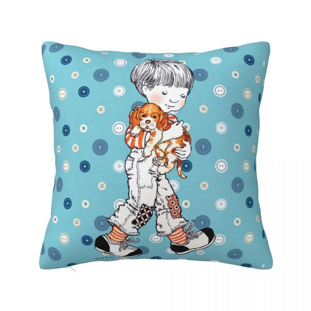 Niedlicher Kissenbezug mit Sarah Kay-Mädchen-Motiv, bedruckter Stoff, Kissenbezug, Dekoration, Cartoon-Kissenbezug für das Landleben, verschiedene Größen