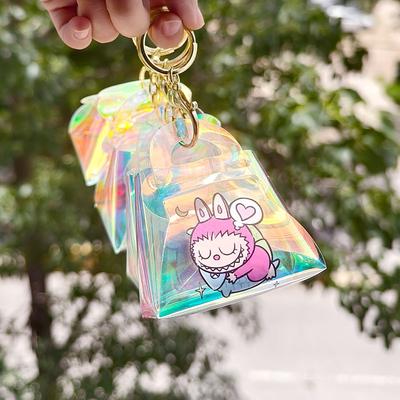 Labubu New Ins Girl Transparent Laser Change Bag Student Mini Coin Key Chain Bag KTY