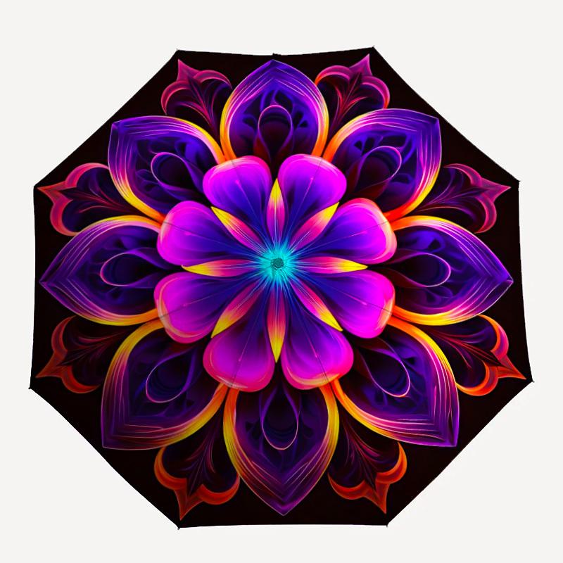 

1pc Abstract Flower Design Folding Umbrella, Durable, Suitable for Outdoor Activities or Rain, Suitable for Commuting yy251027123
