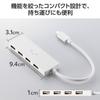 ELECOM USB Hub Connection 4 Ports Bus Power 15cm Cable x USB2.0 USB-C Shiro-chan (White Black) U2HC-H040WF