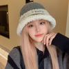 Autumn and Winter Thick Warm Bucket Hat Retro Versatile Face Small Bucket Hat Big Brim Plush Around the Basin Hat