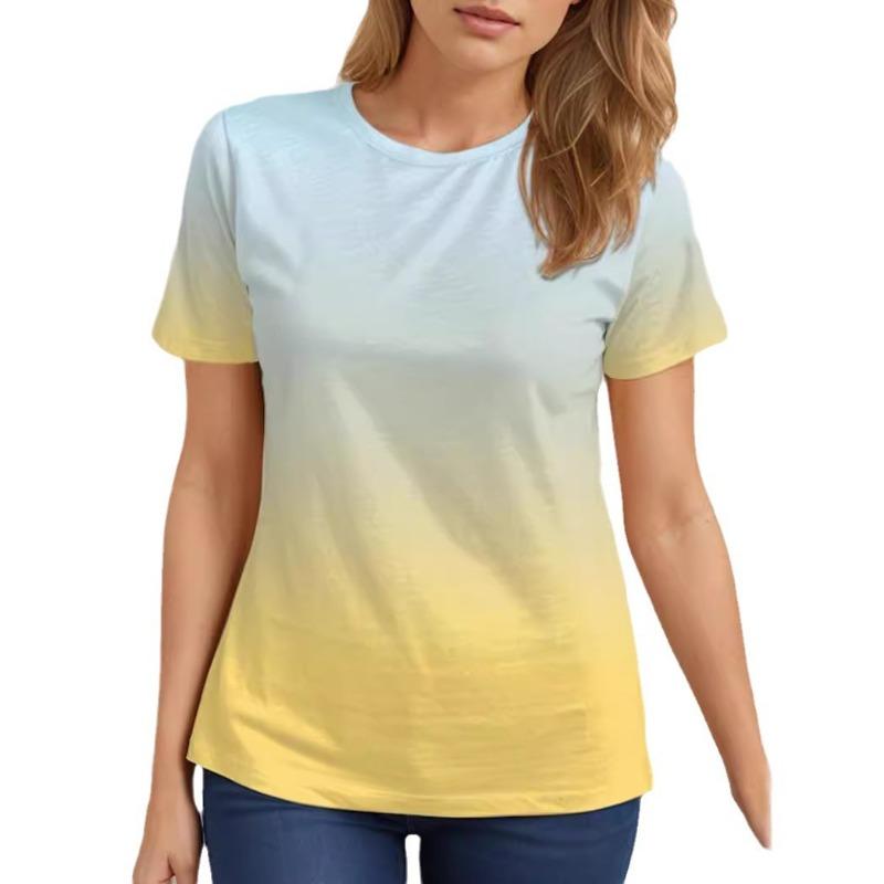 New Summer Colorful Gradient T-Shirts 3D Print Women O-Neck Short Sleeve T Shirt Streetwear Harajuku Y2k Tees Tops Female Clothing