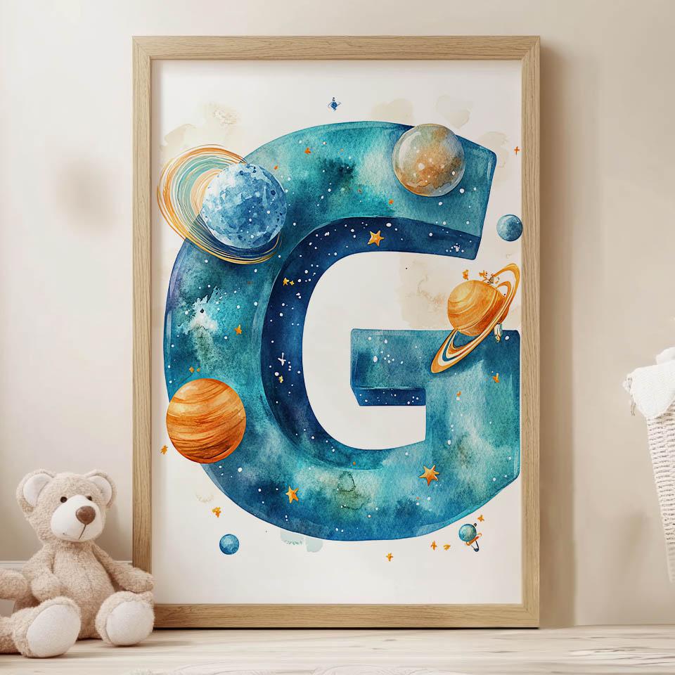 Litera "G" W Kosmosie - Plakat Dekoracyjny Litera "G" W Kosmosie - Plakat Dekoracyjny, 40X50 Cm, Bez Ramy, Papier Matowy 230 Gsm