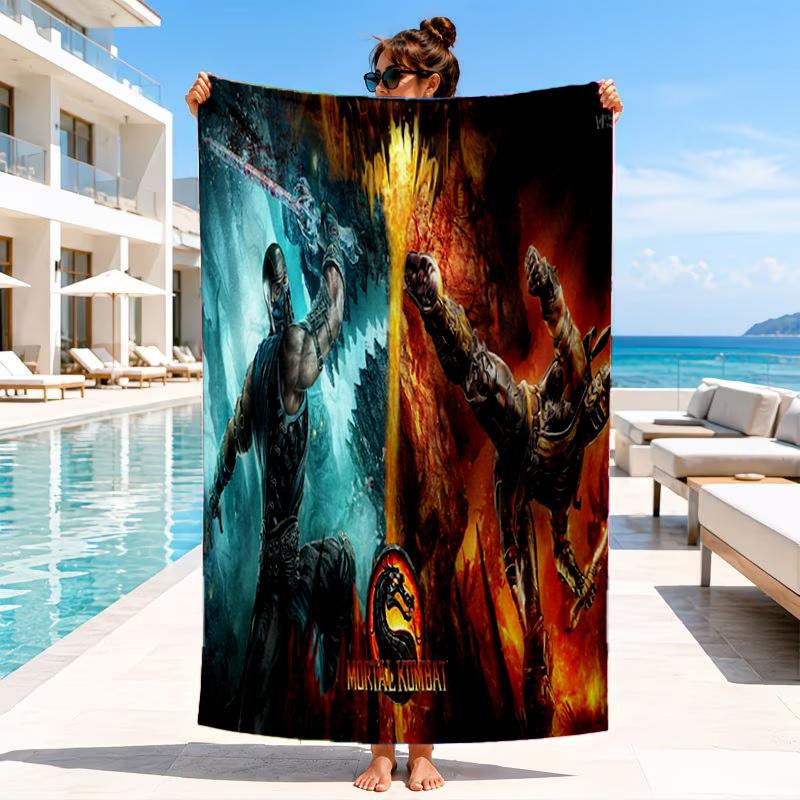 Powerful Warrior Kombat Beach Towel, Microfiber Beach Towel, Perfect For Pool, Beach, Travel, Home Decor Beach Party Fan gifts