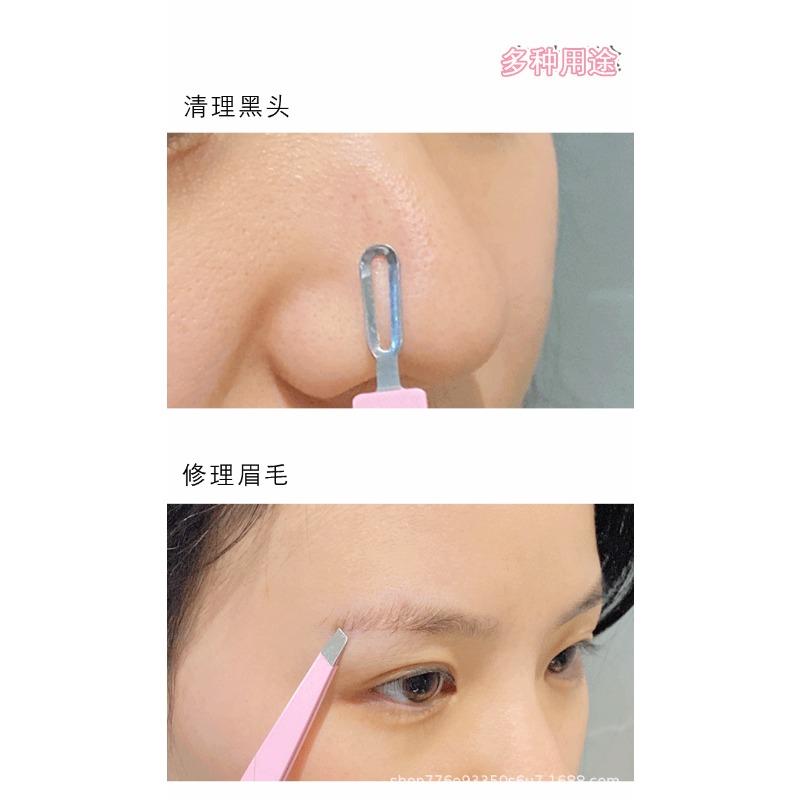 Multifunctional Double Head False Eyelash Tweezers Eyebrow Clip Acne Pimple Tweezer Makeup Tool