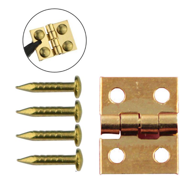 50Pcs Tiny Golden Mini Small Metal Hinge for 1/12 House Miniature Cabinet Furniture Fittings for Cabinets 10 X 8mm Home Hardware