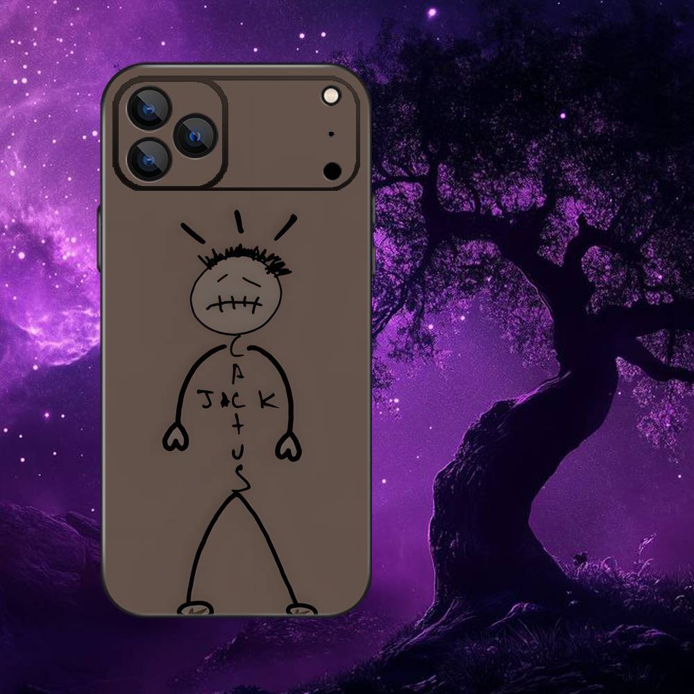 C-Cactus J-Jack Travis Scott Phone Case For iPhone 17,16,15,14,13,12,Pro,Max,Plus,E,SE4,Air,Mini Black Soft Box