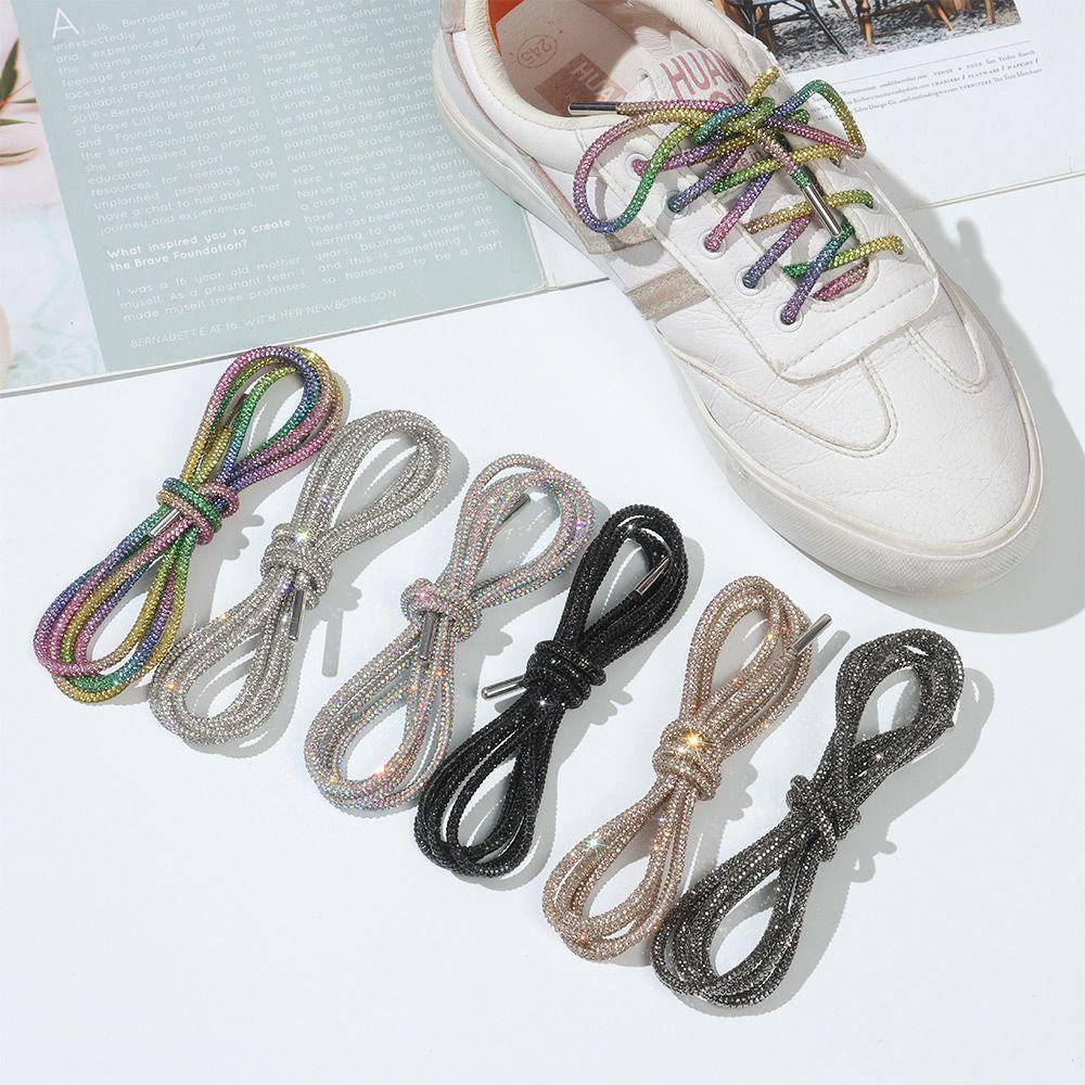 Luxury Rhinestone Shoelaces Rainbow Diamond Shoe laces Sneakers Laces Shoes Round Shoelace 100/120/140/160CM 1Pc DIY Strings