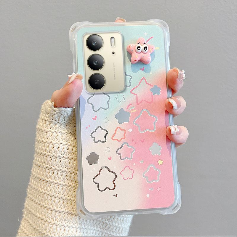 KEYSION Handyhülle mit Umhängeband für Realme C75 C75x Niedliche Cartoon-Lanyard-Spiegel-Stoßfeste Hülle für OPPO Realme C71