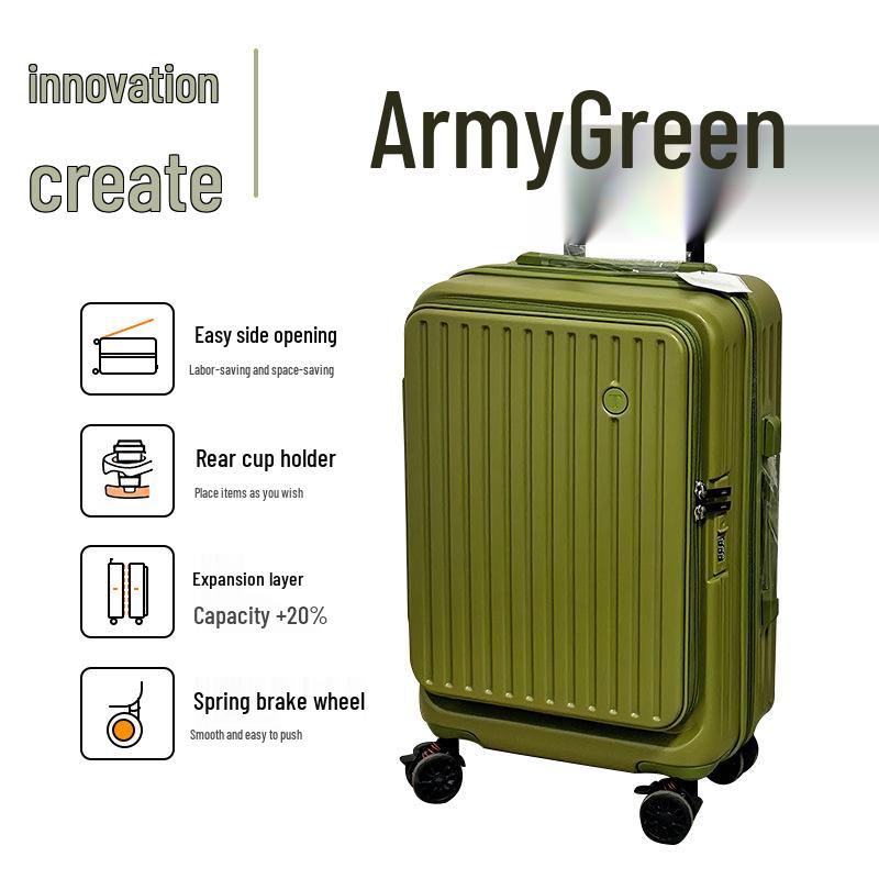 20-Inch Expandable Side-Opening Trolley Suitcase for Men & Women - Multifunctional Travel Carry-On