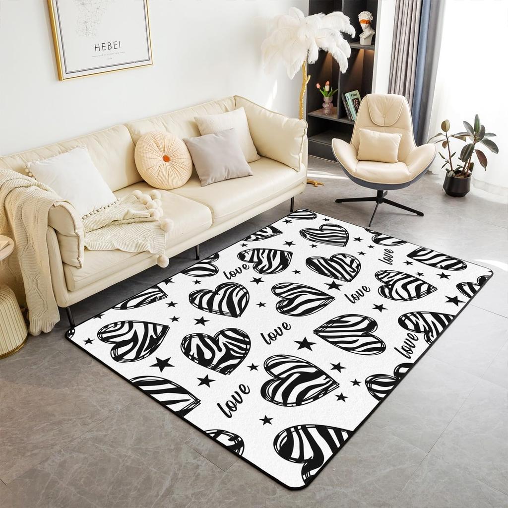 Zebra Stripes Area Rug Animal Skin Print Doormat African Wildlife Animal Carpet for Bedroom Playroom Living Room Soft Floor Mat