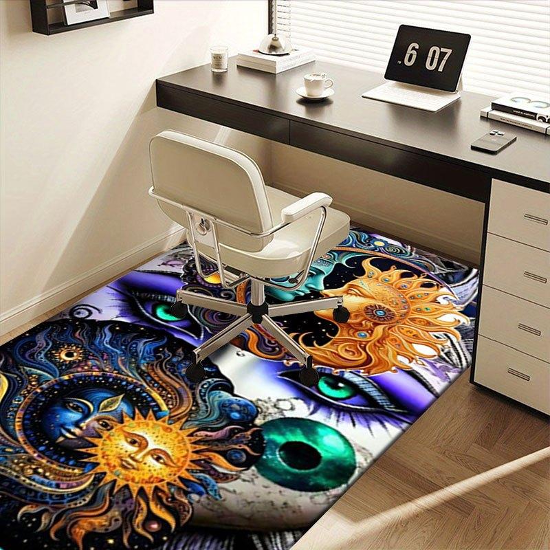 "Colorful Sun & Moon Face Mandala Art Print"Office Mat Home Decor Office Desk Chair Carpet for Office Ph124