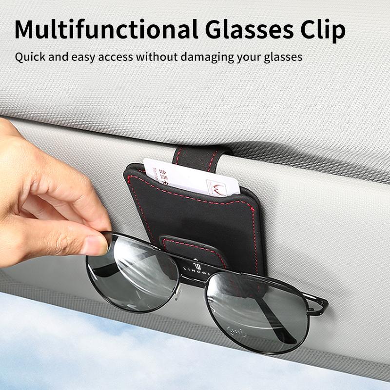 Car Sun Visor Glasses Clip Leather Sunglasses Card Holder For Lincoln MKZ MKX Aviator Navigator Continental Corsair MKC MKT Naut UU111