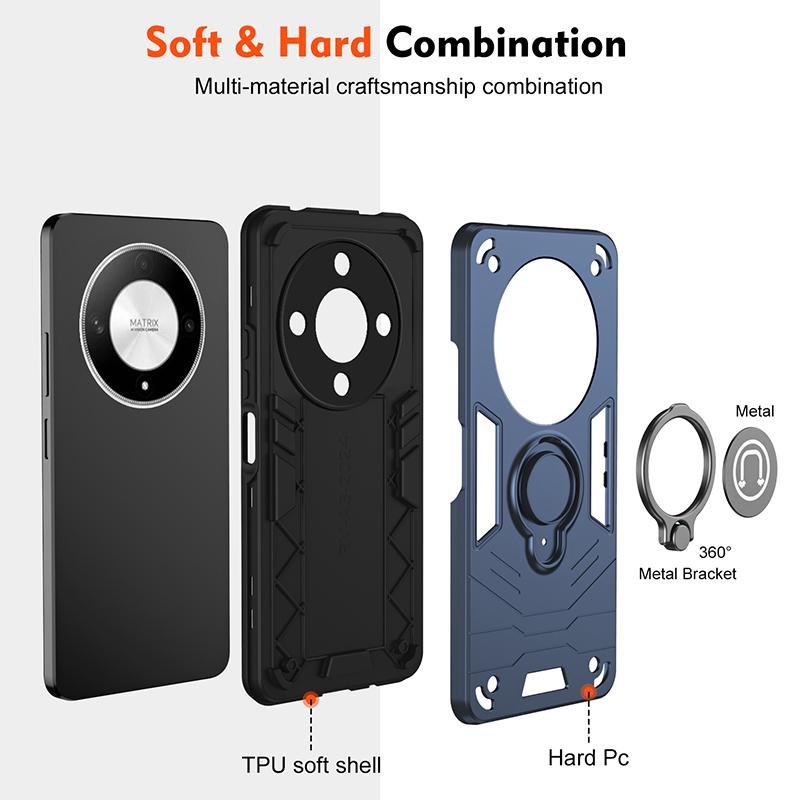 Støtsikkert panserdeksel til Honor Magic 6 Lite For Honor Magic 6 Lite Med magnetisk ringholder for bil Deksel til telefon Trådløs lading