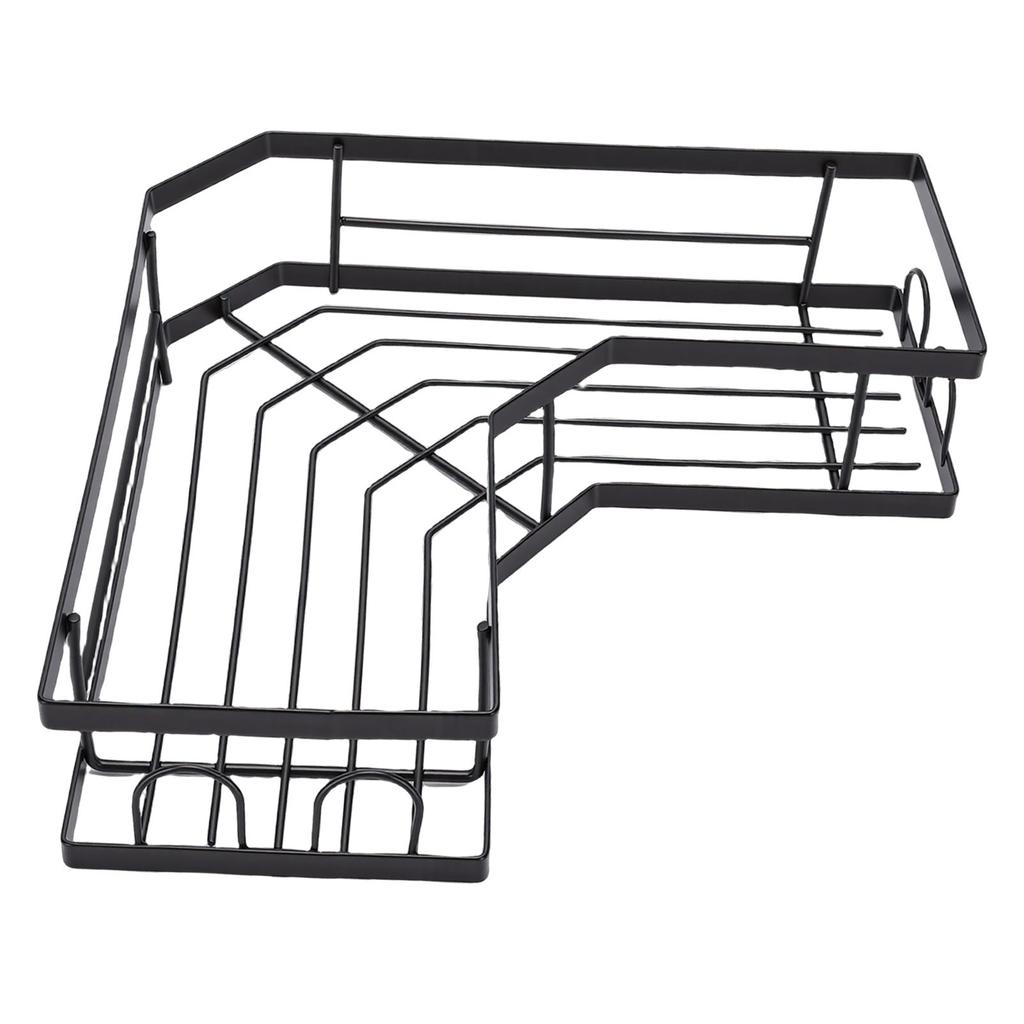 Corner Shower Shelf Wall Mounted Bathroom Organizer with Adhesive Hooks for Kitchen Toilets Living Rooms Black Small