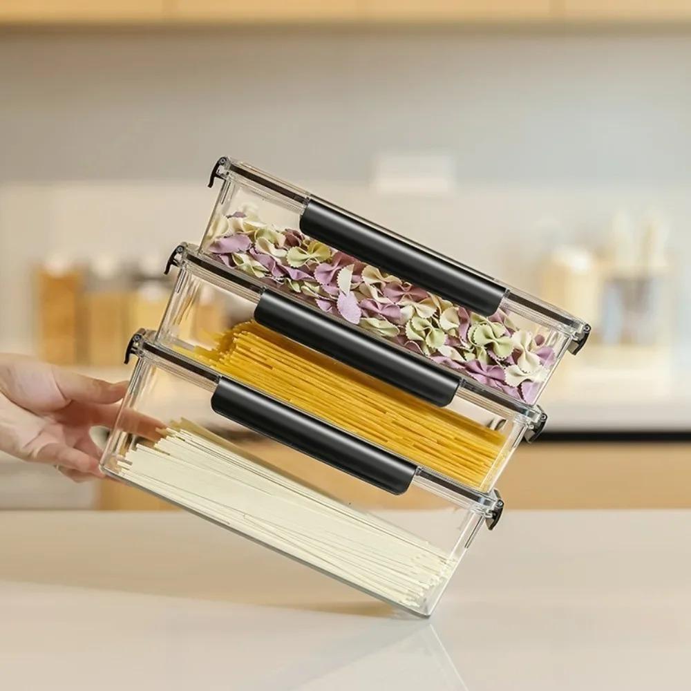 Transparenter Küchen-Vorratsbehälter mit Verschluss, Versiegelte Kühlschrank-Organizerbox, Küchenzubehör