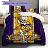 Custom Name Minnesota Vikings2 Pattern Bedding Quilt Set  Home Decoration  Gift (1 * duvet cover + 2 * pillowcase  without core)