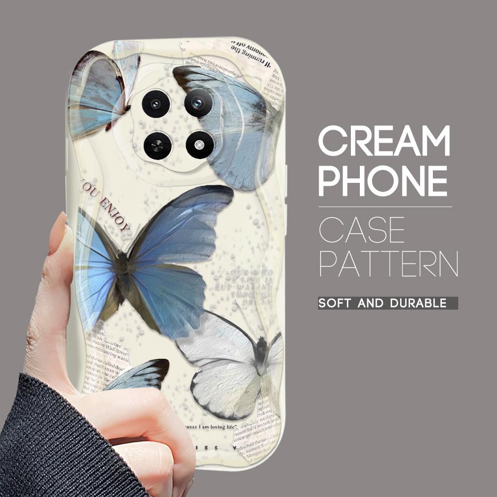 Cartoon Pattern Cream Texture Casing Wavy Edge Soft Silicone Cover Phone Case for OPPO Reno Realme OnePlus Vivo