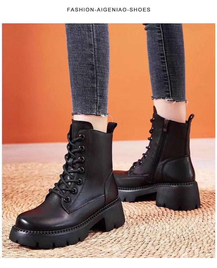 Retro super fire thin boots women's autumn 2025 new thick-soled spring and autumn Martin boots versatile Internet celebrity ins tide